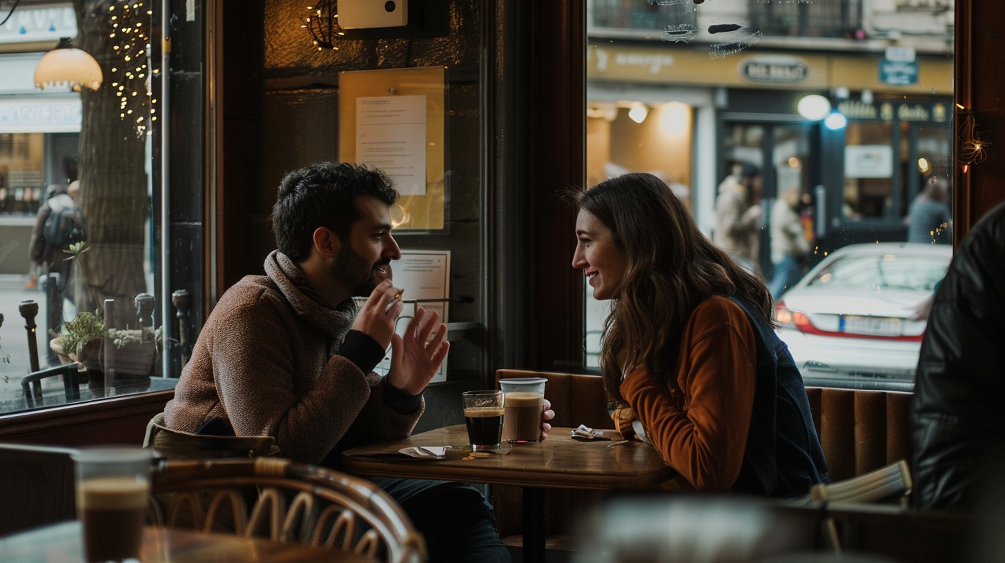 A relaxed conversation over coffee